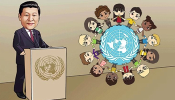 Cartoon Commentary, Xi's Swiss trip : To build a community of shared destiny for mankind